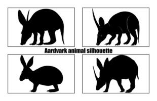 Aardvark silhouette set, Wild Animal, Aardvark Silhouette Illustration Isolated on White Background. Rare Animals. vector