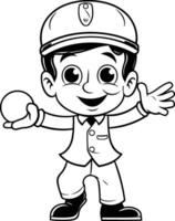 Cute Little Boy Playing Baseball Cartoon Mascot Character Illustration vector