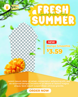 Social Media post fresh summer drink template for social media advertising banner psd