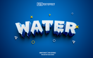 water tekst effect, doopvont bewerkbaar, typografie, 3d tekst psd