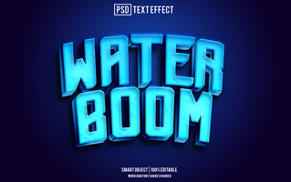 water boom text effect, font editable, typography, 3d text psd