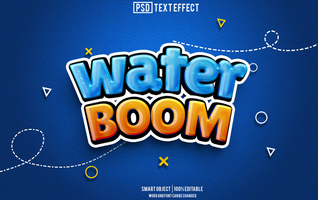 water boom text effect, font editable, typography, 3d text psd