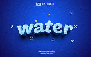 water tekst effect, doopvont bewerkbaar, typografie, 3d tekst psd