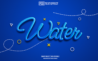 water tekst effect, doopvont bewerkbaar, typografie, 3d tekst psd