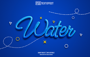 water text effect, font editable, typography, 3d text psd