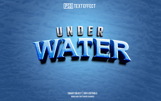 under water text effect, font editable, typography, 3d text psd