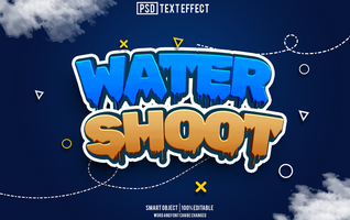 water schieten tekst effect, doopvont bewerkbaar, typografie, 3d tekst psd