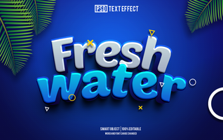 fresh water text effect, font editable, typography, 3d text psd