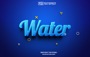 water text effect, font editable, typography, 3d text psd