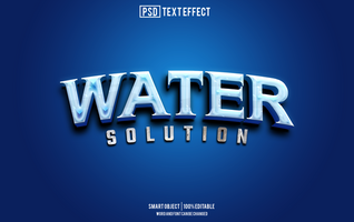 water text effect, font editable, typography, 3d text psd