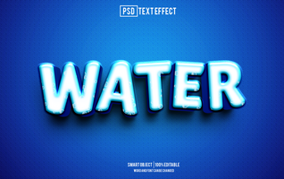 water text effect, font editable, typography, 3d text psd