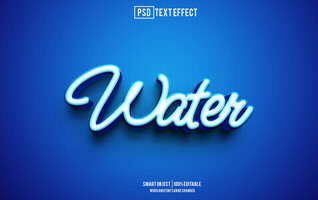 water tekst effect, doopvont bewerkbaar, typografie, 3d tekst psd