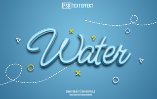 water text effect, font editable, typography, 3d text psd