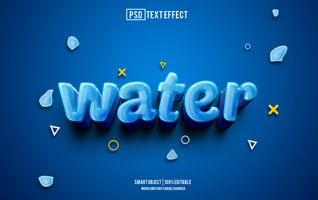 water text effect, font editable, typography, 3d text psd