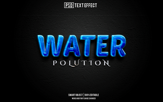 water text effect, font editable, typography, 3d text psd