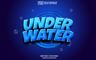 under water text effect, font editable, typography, 3d text psd