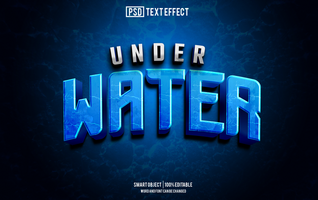 under water text effect, font editable, typography, 3d text psd