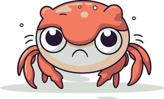 Cute cartoon crab. Isolated on white background. vector