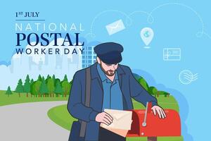 nacional postal trabajadores día celebracion plano póster. vector