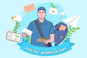 nacional postal trabajadores día celebracion plano póster. vector