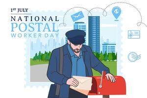 National postal workers day celebration flat poster. vector