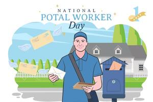 nacional postal trabajadores día celebracion plano póster. vector