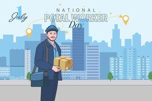 nacional postal trabajadores día celebracion plano póster. vector