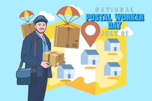 National postal workers day celebration flat poster. vector