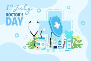 world doctors day illustration for greeting card. vector