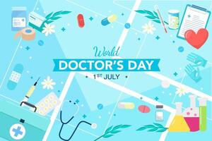 world doctors day illustration for greeting card. vector