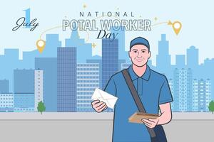 nacional postal trabajadores día celebracion plano póster. vector