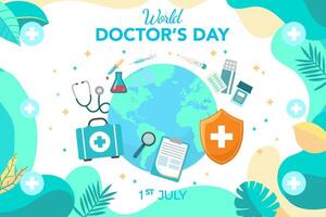 world doctors day illustration for greeting card. vector