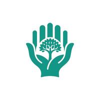 EcoUnity Hands and Tree Icon for Sustainable Growth vector