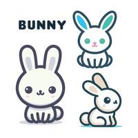 Cute rabbits set. Collection of graphic elements for website. Animal, symbol of spring holidays. vector