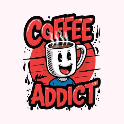 Illustration of coffee mug man with typography graphic for tshirt or apparel print