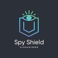 Spy shield design element idea with modern eye style concept vector