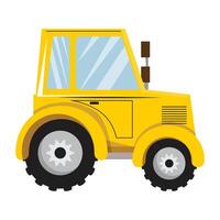 Yellow tractor is parked in an open area vector