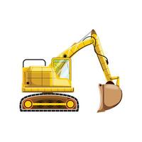 Yellow excavator, highlighting its sturdy build and powerful performance vector