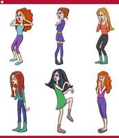 cartoon surprised young woman characters humorous set vector