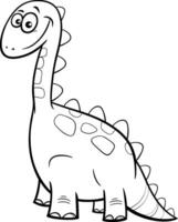 dibujos animados ilustración de gracioso dinosaurio personaje colorante página vector