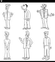 cartoon funny men comic characters set coloring page vector