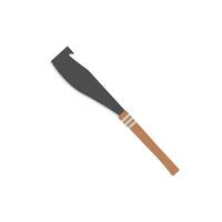 Cane machete with wooden handle flat design illustration isolated on white background. vector