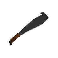 Cane machete with wooden handle flat design illustration isolated on white background. vector