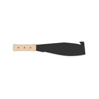 Cane machete with wooden handle flat design illustration isolated on white background. vector