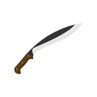 Kukri Gurkha Sword flat design illustration isolated on white background, Kukri machete knife. Army Survival Combat Nepal Gurkha Blade vector