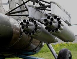 Rocket System On Wing Of Attack Helicopter On A Ground photo