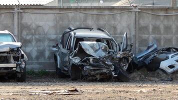 Damaged Cars After Road Accidents Stock Photo