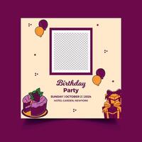 Elegant birthday party social media post vector