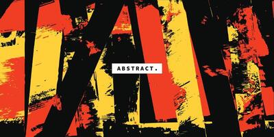resumen grunge pintura con cepillo golpes y cintas textura. moderno rojo, amarillo, y negro obra de arte antecedentes. vector