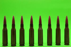 Unitary Cartridges In A Row On Green Chroma Key Detailed Stock Photo